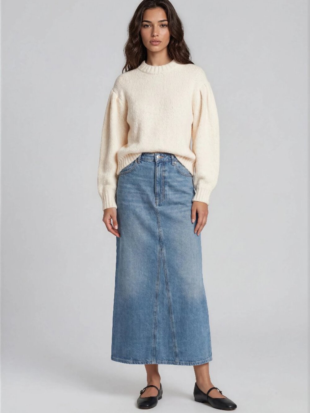 & OTHER STORIES MIDI DENIM SKIRT SIZE 10